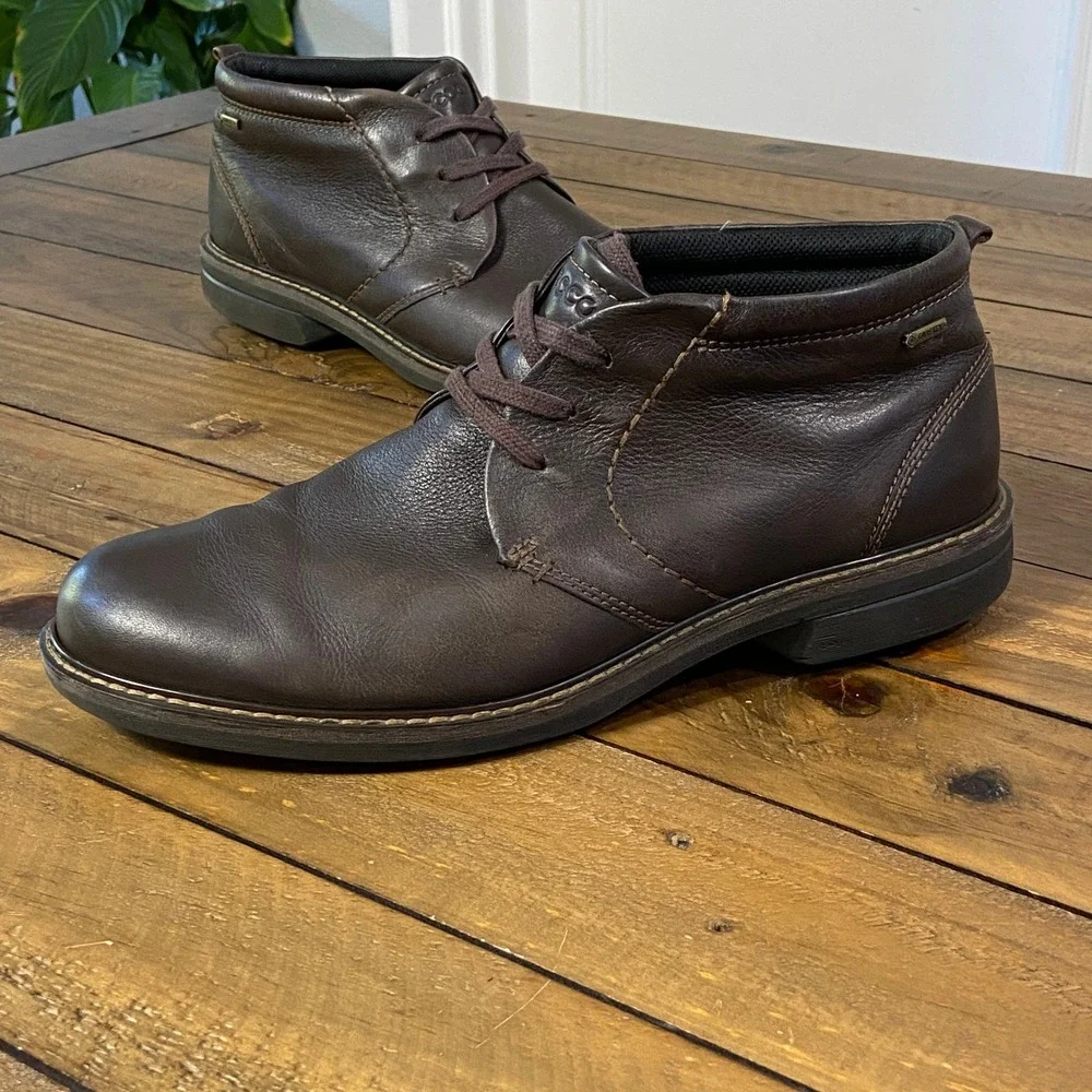 ECCO Turn GTX Men's Brown Leather Chukka Boots Waterproof GORE-TEX Size 45 US 11